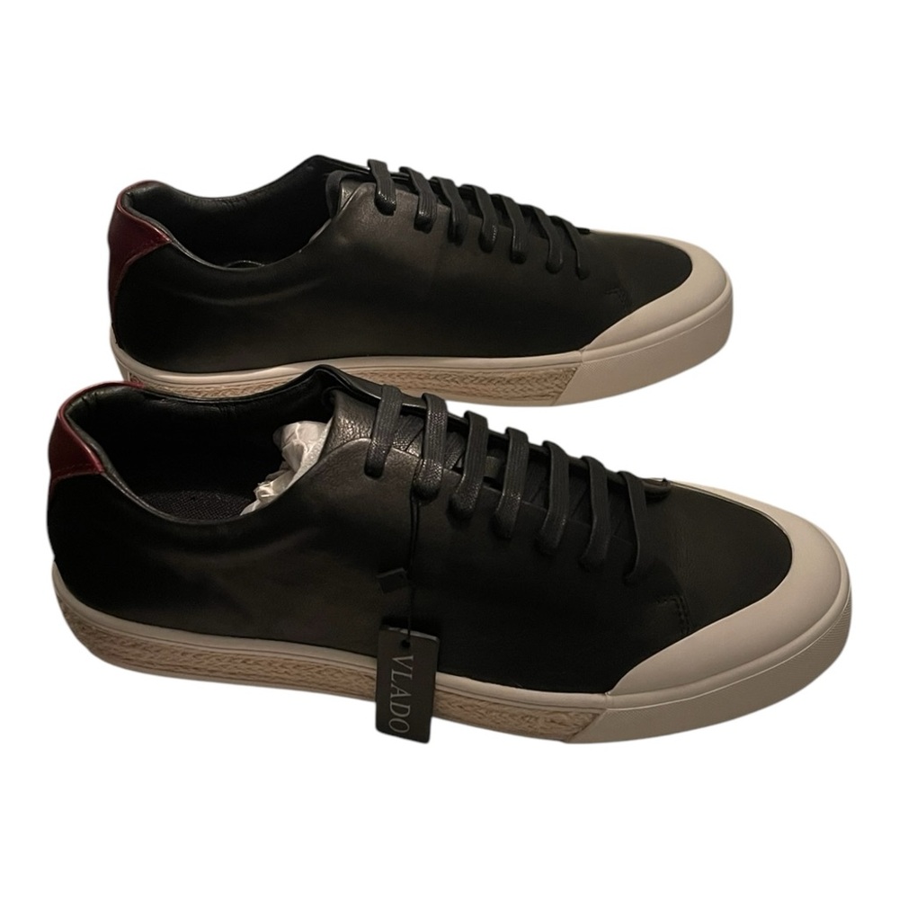 Black and Burgundy Leather Sneakers - Picture 5 of 6